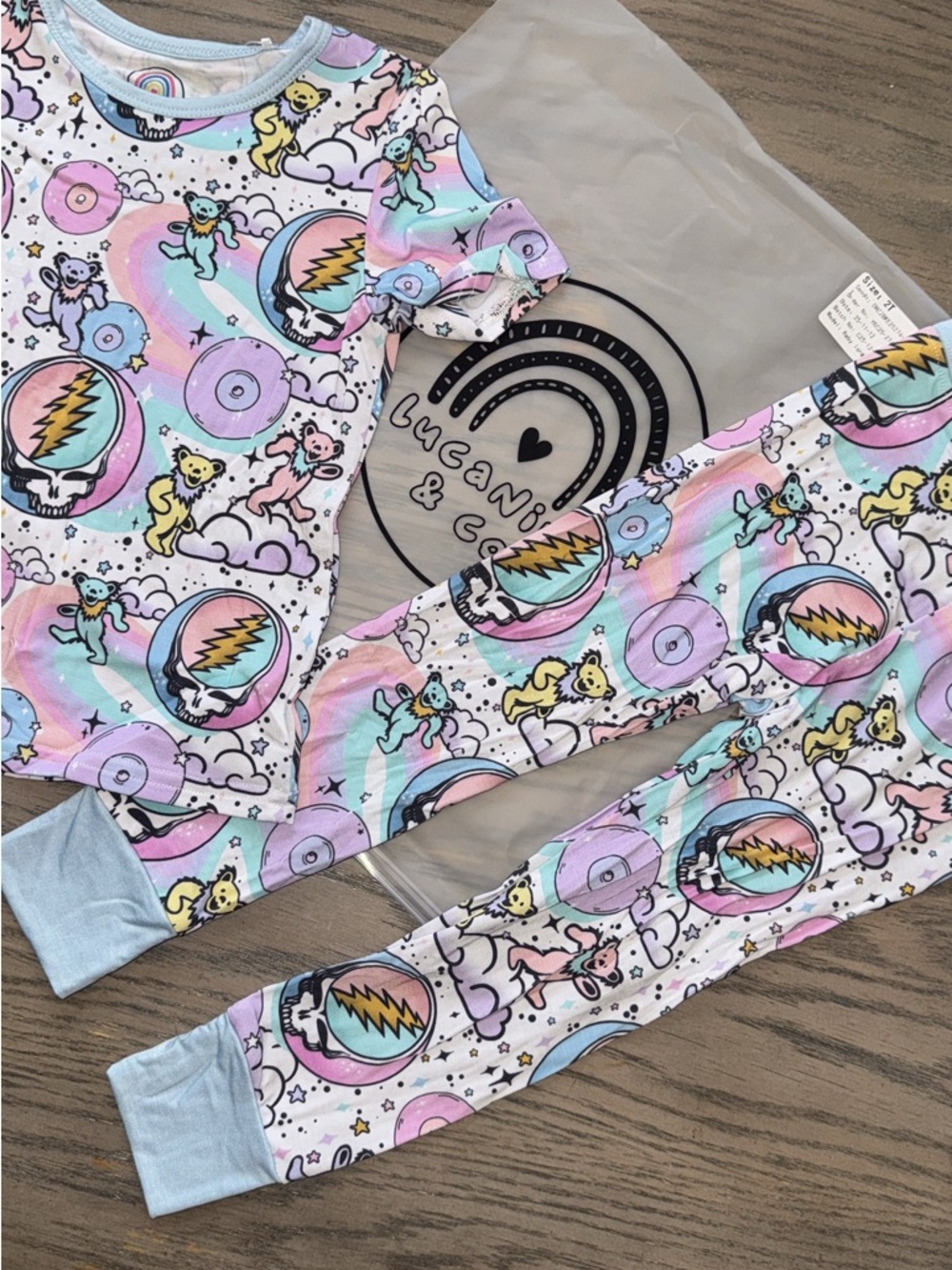 Lucani & Co Kids Rainbow Unicorn Print Pajama Set - Pastel Multi